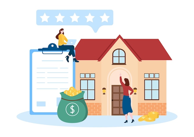 Mortgage Template Hand Drawn Illustration of Term Credit Debt by House Loan or Money Investment