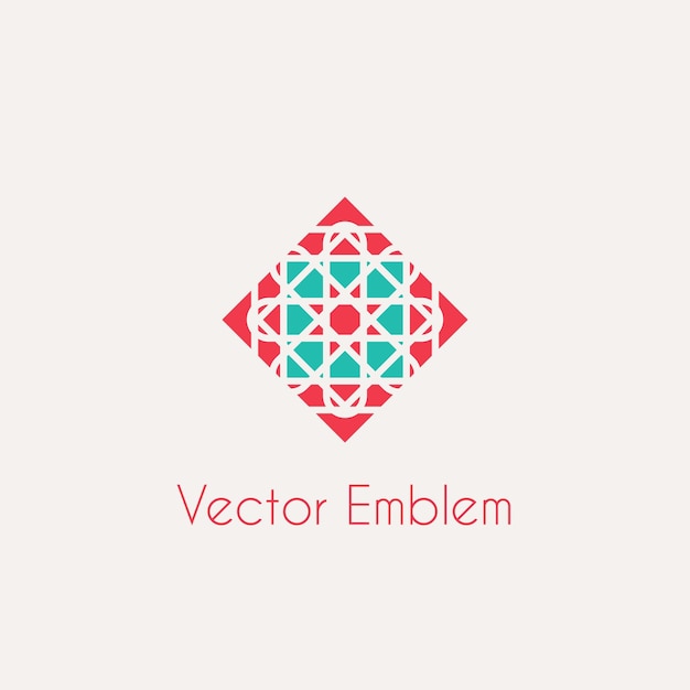 Vector mosaic arabic ornament vector rhombus emblem for luxury logos and retro ornamental design