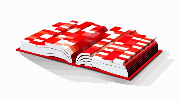 Vector mosaic book pictogram and red book here rubber print