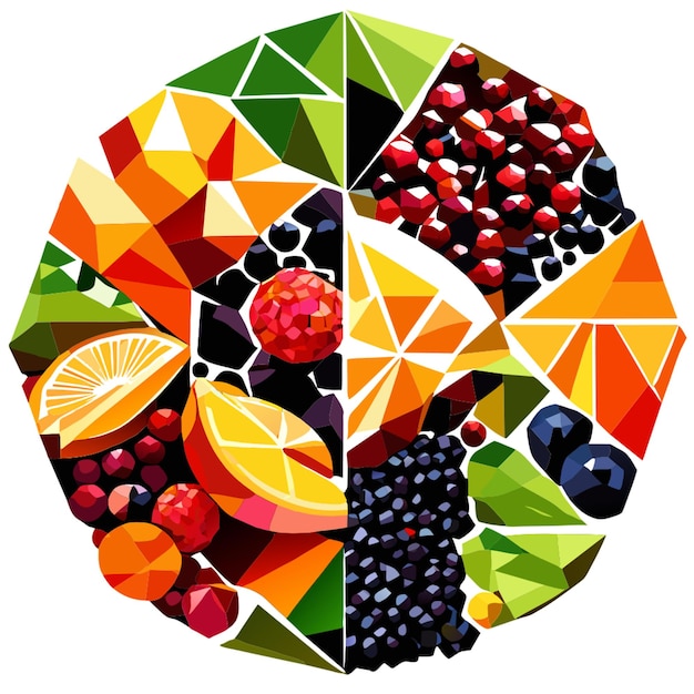 mosaic fruit collage a mosaicstyle composition using tiny geometric shapes for each fruit in