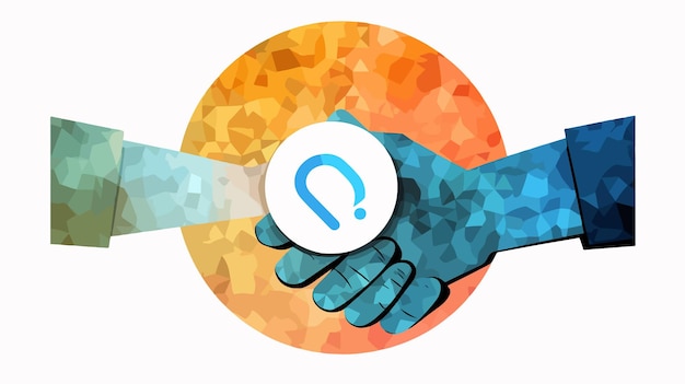 Vector mosaic mobile agreement handshake icon