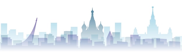 Moscow Transparent Layers Gradient Landmarks Skyline