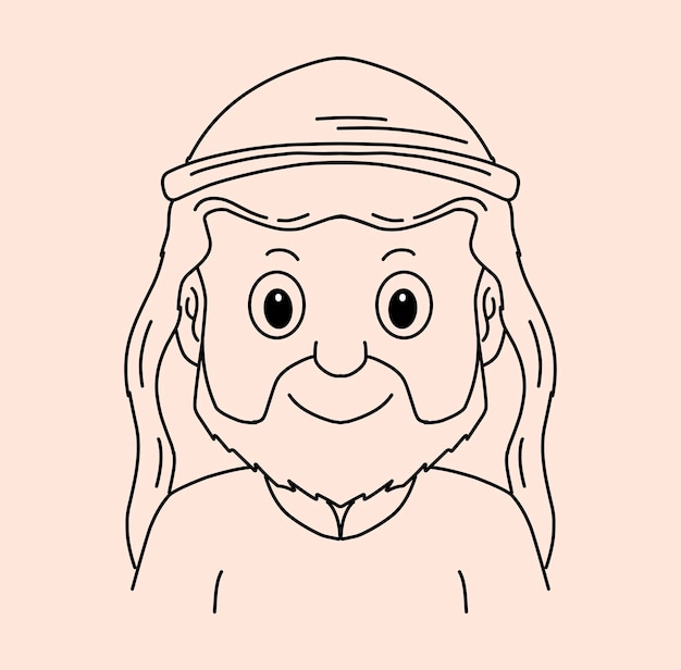 moslem old man line art illustration