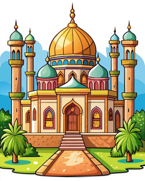 Vector mosque 3d cartoon buliding