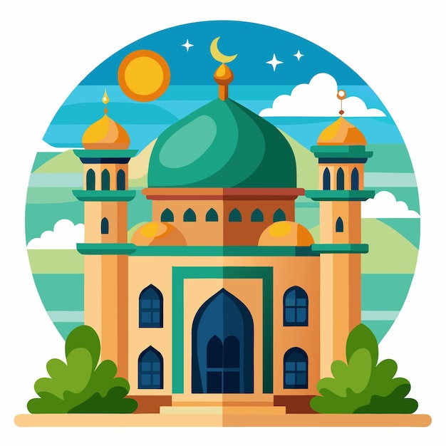 Vector mosque clipart cartoon style vector illustration