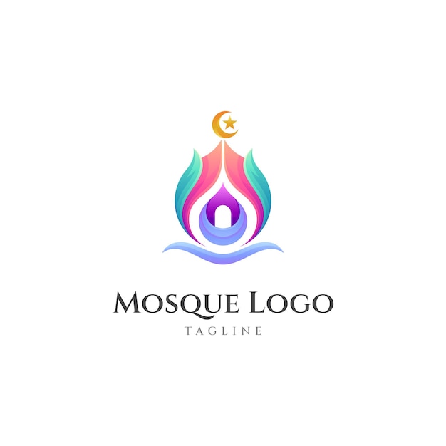 Mosque colorful logo design template