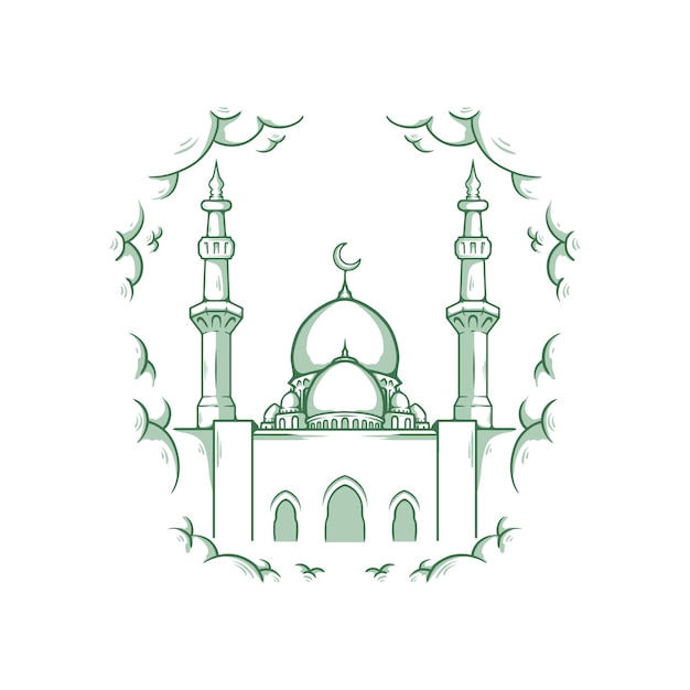 Mosque hand drawn illustration Vector element isolated