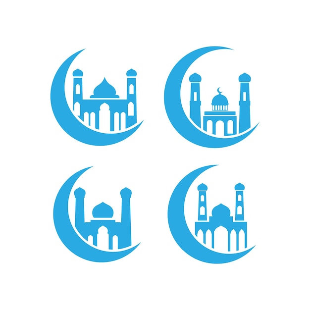 Mosque icon design set bundle template isolated