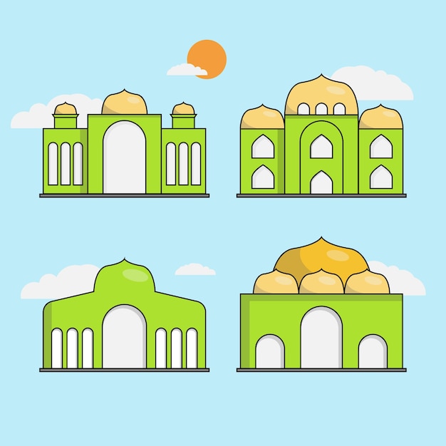 Mosque Icon Set Vector Illustration