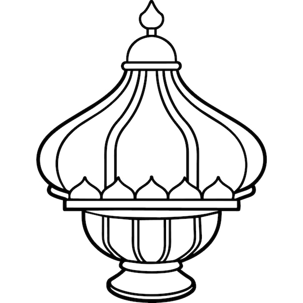 Mosque lamp outline illustration digital coloring book page line art drawing