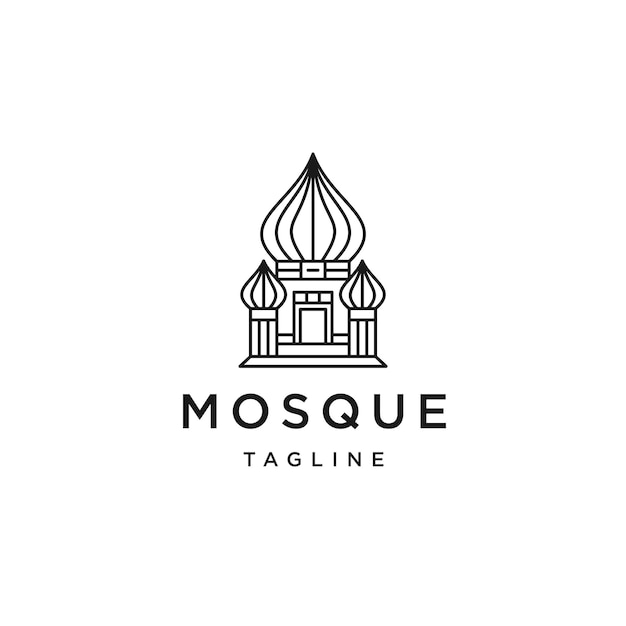 Mosque line logo icon design template flat vector