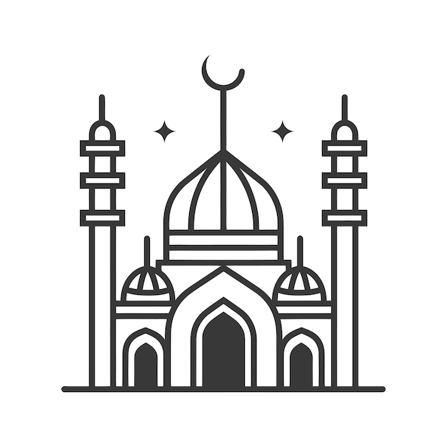 mosque in minimalist line art icon logo symbol