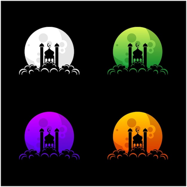 Mosque and moon logo design vector