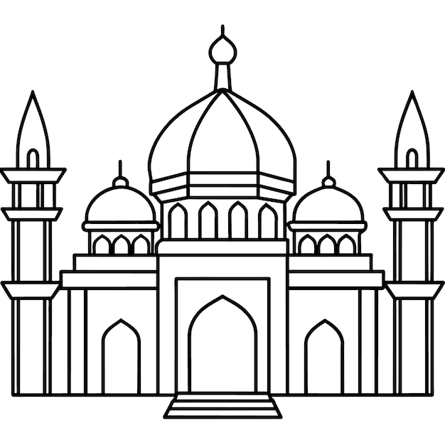 Mosque outline illustration digital coloring book page line art drawing