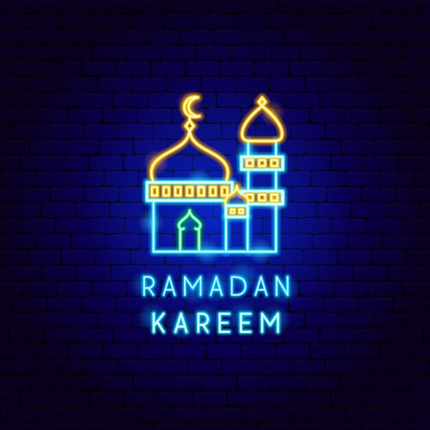 Mosque Ramadan Neon Label