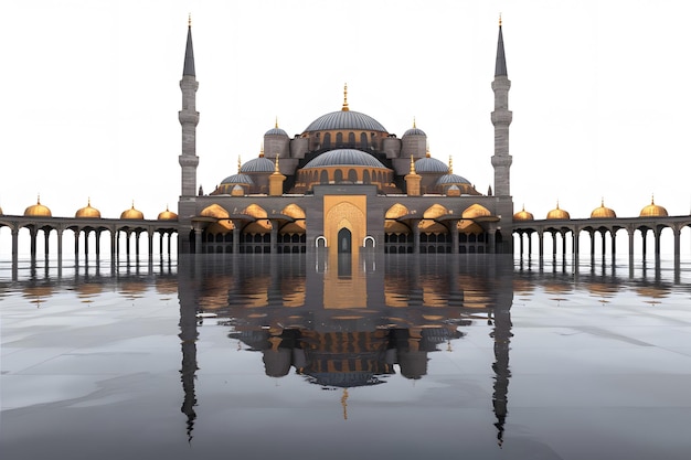 Mosque Religious Building 3D rendering on white background