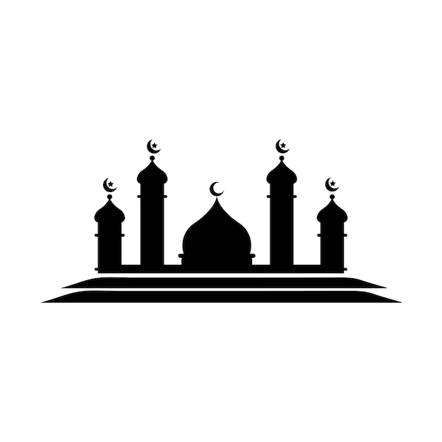 Mosque simple icon islamic worship place muslim symbols vector illustration Flat mosque icon