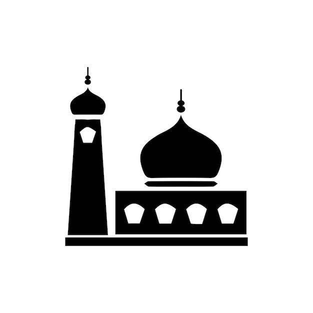 Mosque simple icon islamic worship place muslim symbols vector illustration Flat mosque icon