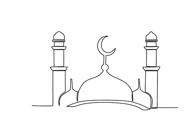 A mosque with a crescent moon design on it Mawlid oneline drawing