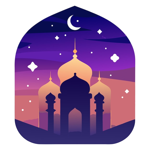 Vector a mosque with a moon and stars on it