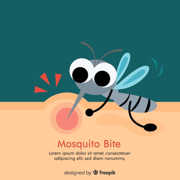 Mosquito biting a a person with flat design