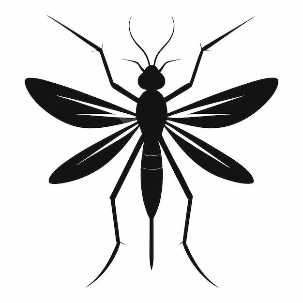 Vector mosquito icon black gnat silhouette poisonous flying insect isolated on white background