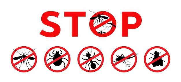 Mosquitoes stop sign vector icon, thick, flea and fly mark