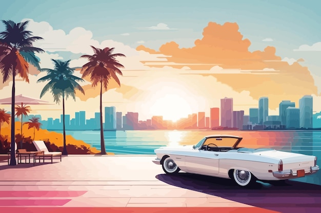 the most beatiful Miami illustration background