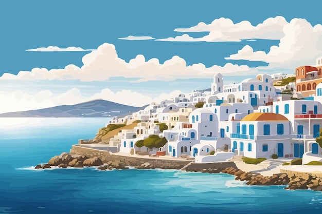 the most beatiful mykonos greece illustration illustration