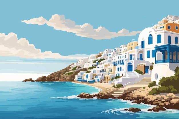 the most beatiful mykonos greece illustration illustration