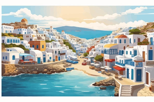 the most beatiful mykonos greece illustration illustration