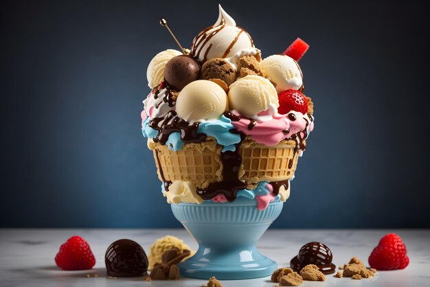 Vector most delicious ice cream sundae in the world