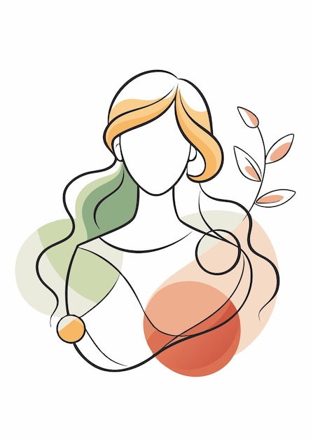 Vector mother abstract minimal continuous line art on white background