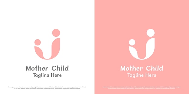 Mother baby logo design illustration Silhouettes of people parent family girl motherhood child son