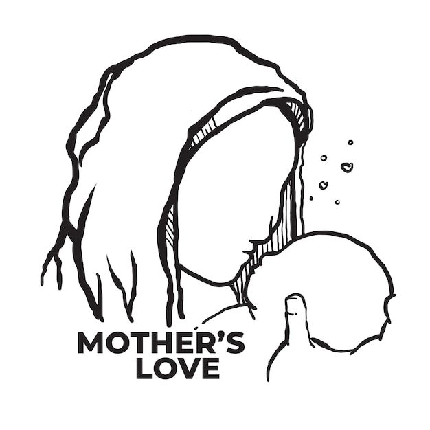 Vector mother and baby sketch