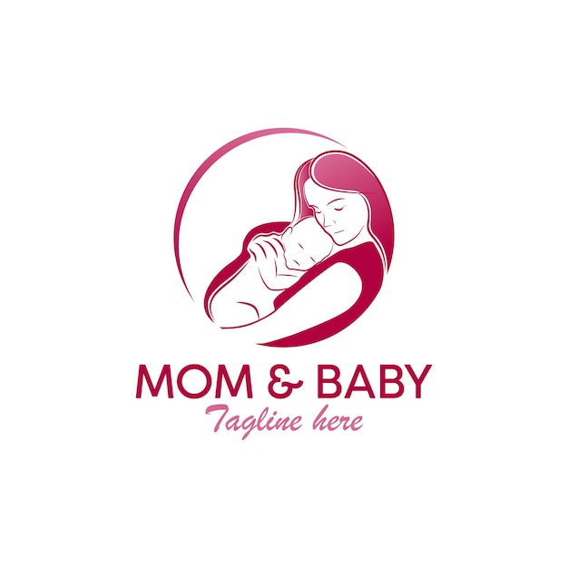 Mother and baby stylized creative vector symbol