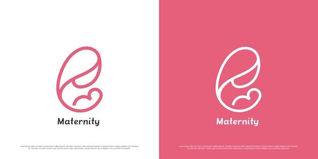 Mother child birth logo design illustration Line art silhouettes of female figures mom parent mum