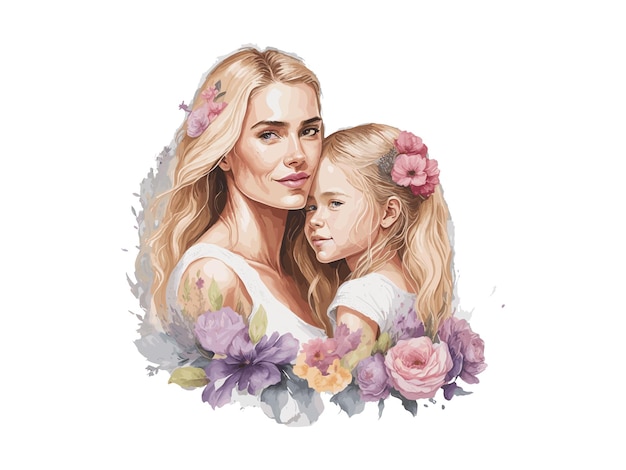 Mother and child love clipart Mother039s day concept mom daughter lovely moment illustration