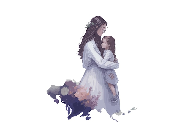 Mother and child love clipart Mother039s day concept mom daughter lovely moment illustration