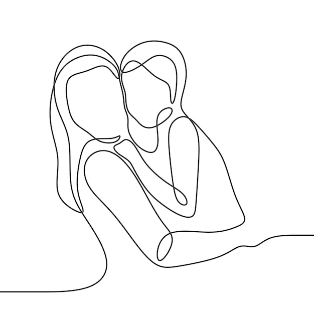 mother and child love illustration continuous drawing single line art