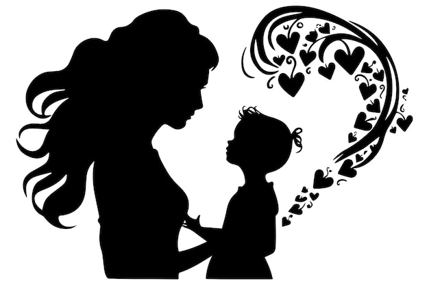 Vector mother and child silhouette