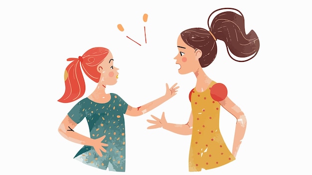 Mother and Daughter Arguing Vector Illustration