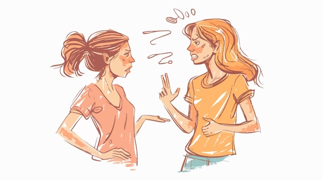 Mother and Daughter Arguing Vector Illustration