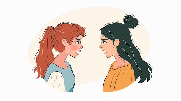 Mother and Daughter Arguing Vector Illustration