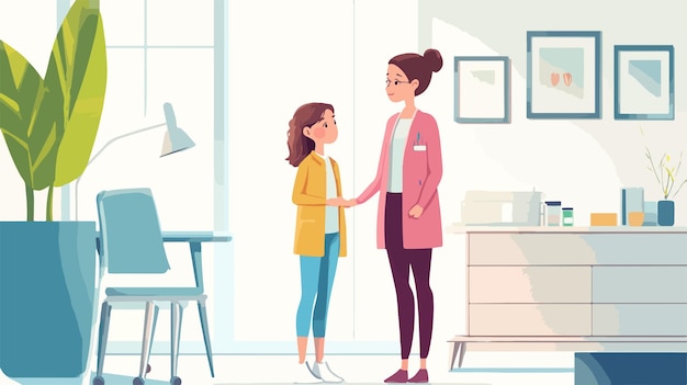 Vector mother and daughter in clinic low section view vector illustration