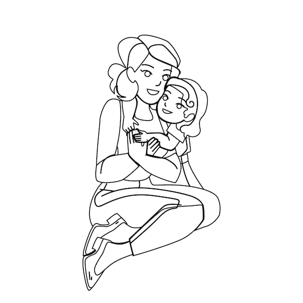 Mother daughter hug vector