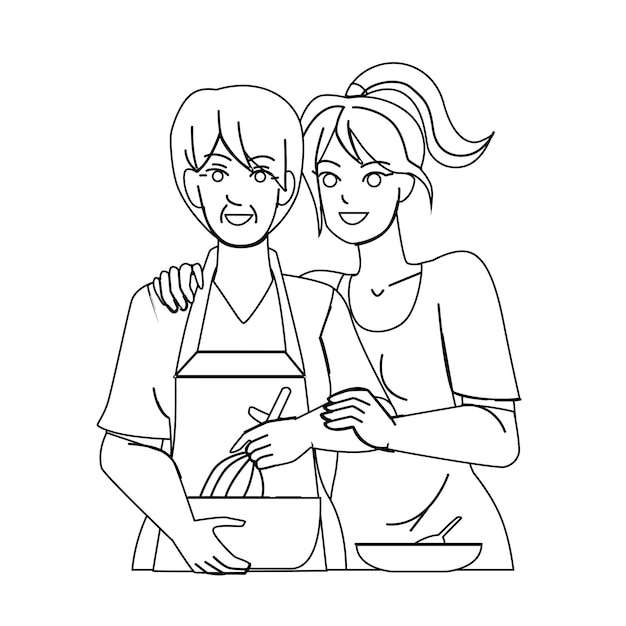 Mother daughter kitchen vector