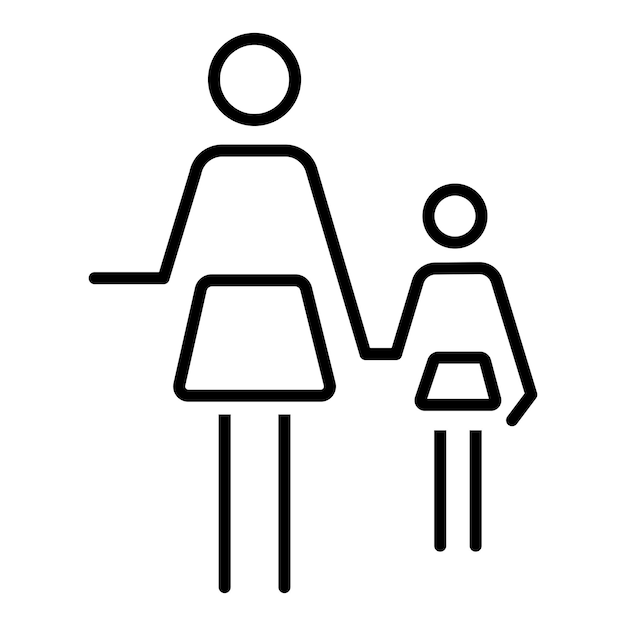 Mother and daughter line icon Single parent family concept Flat vector illustration