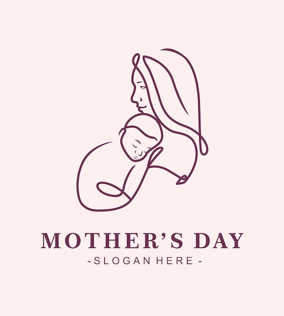 Mother and daughter logo illustration for mother's day