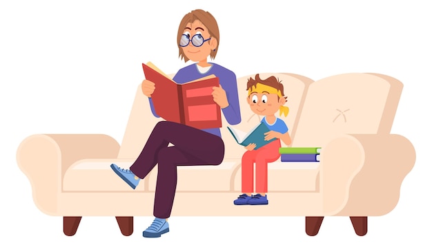 Mother and daughter reading books together Bonding activity